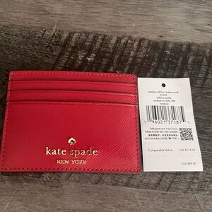 NWT Kate Spade Madison Small Slim Card Holder in Red